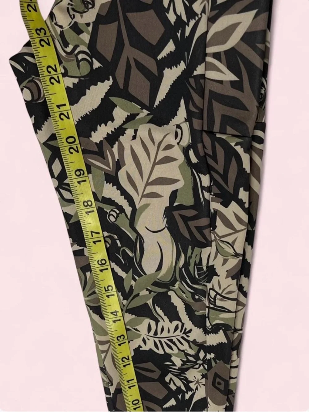 NWT Adidas Disney Black & Olive Tropical Print Leggings Girls S